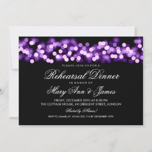 Invitación Cena de ensayo elegante Morado Hollywood Glam