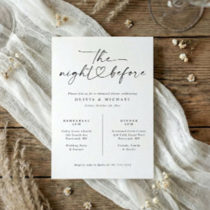 Invitación Cena de Ensayo Elegante Negro y Blanco Letra a Man