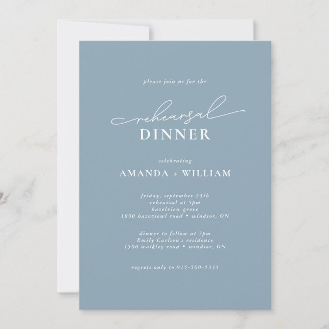 Invitación Cena de ensayo elegante y moderna (Anverso)