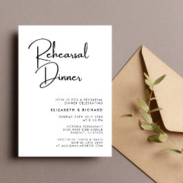 Invitación Cena de Ensayo Elegante y Moderna en Blanco y Negr