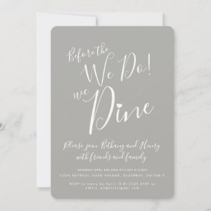Invitación Cena de ensayo en blanco grisáceo antes de invitar