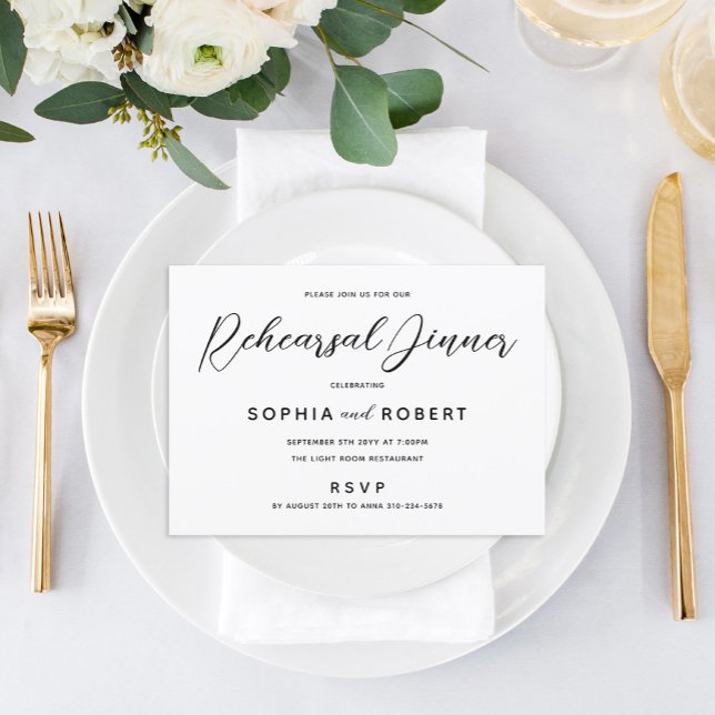 Invitación Cena de ensayo en blanco y negro (Subido por el creador)