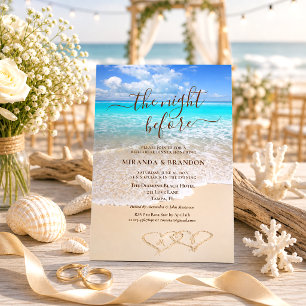 Invitación Cena de ensayo en la playa con olas del océano azu