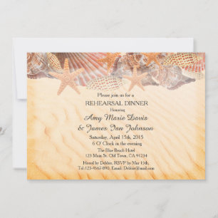 Invitación Cena de ensayo en la playa de conchas marinas invi