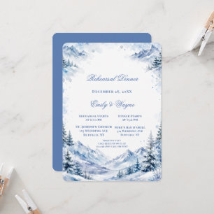 Invitación Cena de ensayo en las montañas nevadas azules
