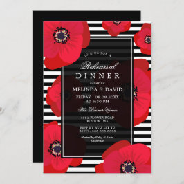 Invitación Cena de ensayo en negro y rojo