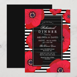Invitación Cena de ensayo en negro y rojo