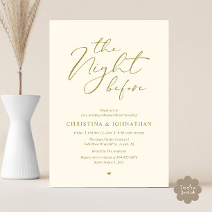 Invitación Cena de ensayo en oro amarillo “The Night Before”