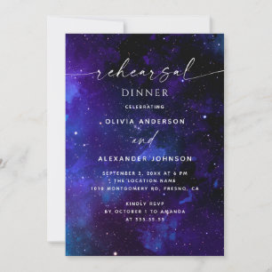 Invitación Cena de Ensayo Espacial Boda Celestial de la Gal