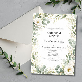 Invitación Cena de ensayo Eucalyptus Botanicals White Rose 