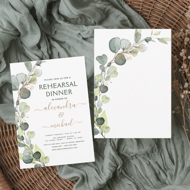 Invitación Cena de ensayo Eucalyptus Greenery Elegante (Subido por el creador)