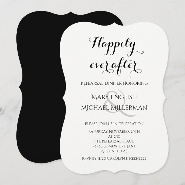 Invitación Cena de ensayo Feliz para siempre después (Anverso / Reverso)