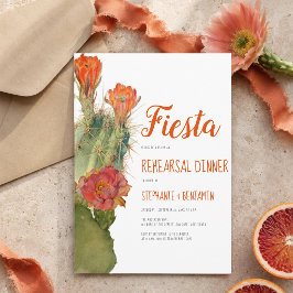 Invitación Cena de Ensayo Fiesta Cactus Floral Acuarela