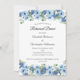 Invitación Cena de Ensayo Floral Acuarela Boho Verde Azul