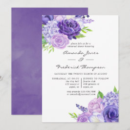Invitación Cena de Ensayo Floral Acuarela Violeta Ultra