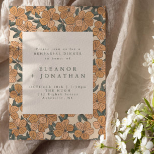 Invitación Cena de ensayo floral amarilla boho moderna