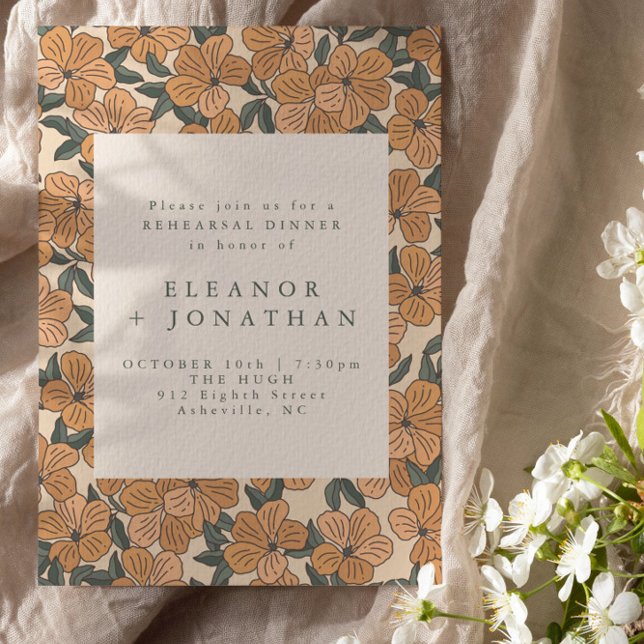 Invitación Cena de ensayo floral amarilla boho moderna (Subido por el creador)
