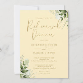 Invitación Cena de Ensayo Floral Amarillo Buttercup Verde