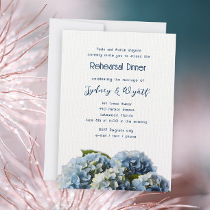 Invitación Cena de ensayo floral azul