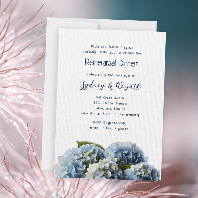 Invitación Cena de ensayo floral azul (Subido por el creador)