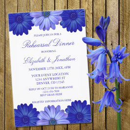 Invitación Cena de ensayo floral azul