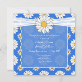 Invitación Cena de Ensayo Floral Azul Brillante y Blanco
