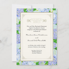 Invitación Cena de ensayo - Floral azul de hidrangea de encaj