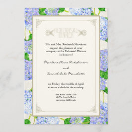 Invitación Cena de ensayo - Floral azul de hidrangea de encaj