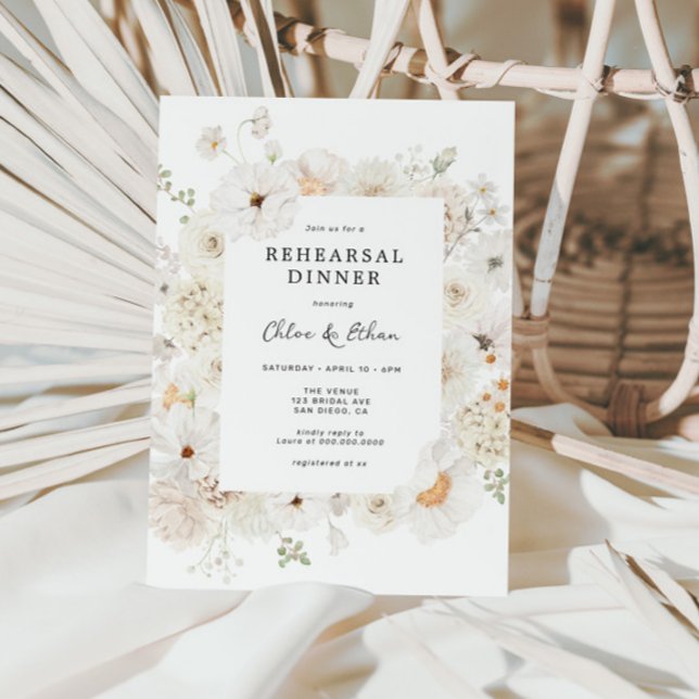 Invitación Cena de ensayo floral blanca (Subido por el creador)