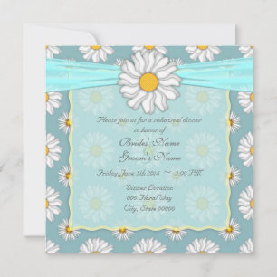 Invitación Cena de Ensayo Floral Blanca y Turquesa Adorable