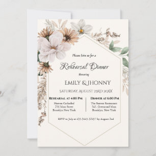 Invitación Cena de Ensayo Floral Boho Rústica