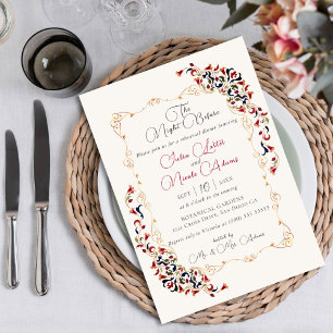 Invitación Cena de Ensayo Floral Botánico de Lujo Paisley