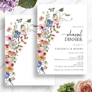 Invitación Cena de Ensayo Floral Colorida