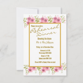 Invitación Cena de ensayo floral de anémona rosa acuarela