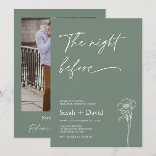 Invitación Cena de Ensayo Floral de Foto de Salvia Minimalist