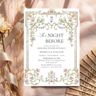 Invitación Cena de ensayo floral de Gracia Ornate victoriana