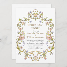 Invitación Cena de ensayo floral de Gracia Ornate victoriana