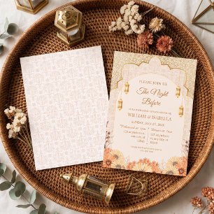 Invitación Cena de ensayo floral de lujosa linterna árabe