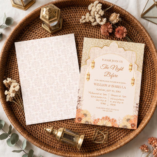 Invitación Cena de ensayo floral de lujosa linterna árabe