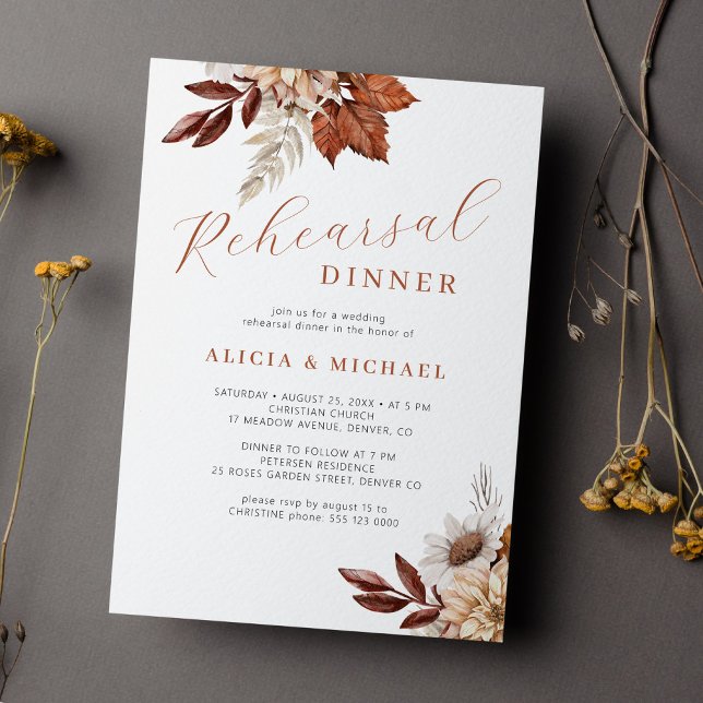 Invitación Cena de ensayo floral de otoño en la tierra (Subido por el creador)