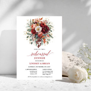Invitación Cena de Ensayo Floral de Otoño Radiant Marsala