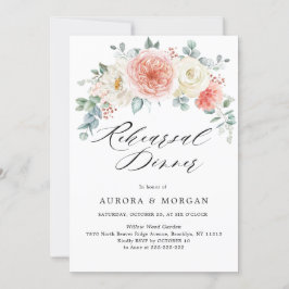 Invitación Cena de ensayo floral de Peach Pastel de verano