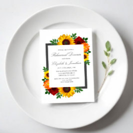 Invitación Cena de Ensayo Floral del Girasol del Atardecer Ro