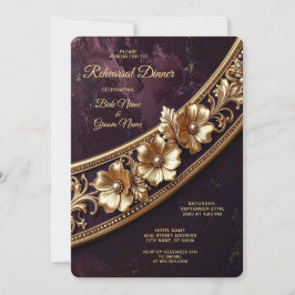 Invitación Cena de Ensayo Floral Dorada Ornata