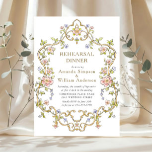Invitación Cena de ensayo floral elegante victoriana