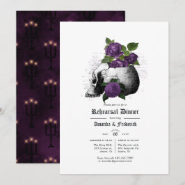 Invitación Cena de ensayo floral gótico púrpura y negro