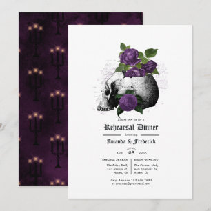 Invitación Cena de ensayo floral gótico púrpura y negro