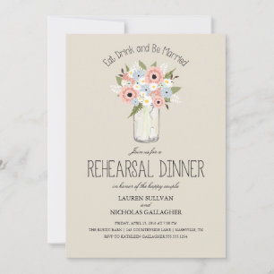 Invitación Cena de ensayo Floral Mason Jar