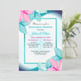 Invitación Cena de Ensayo Floral Moderna en Verde Acuático y