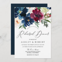 Cena de ensayo floral naval, borgoña y Rubor